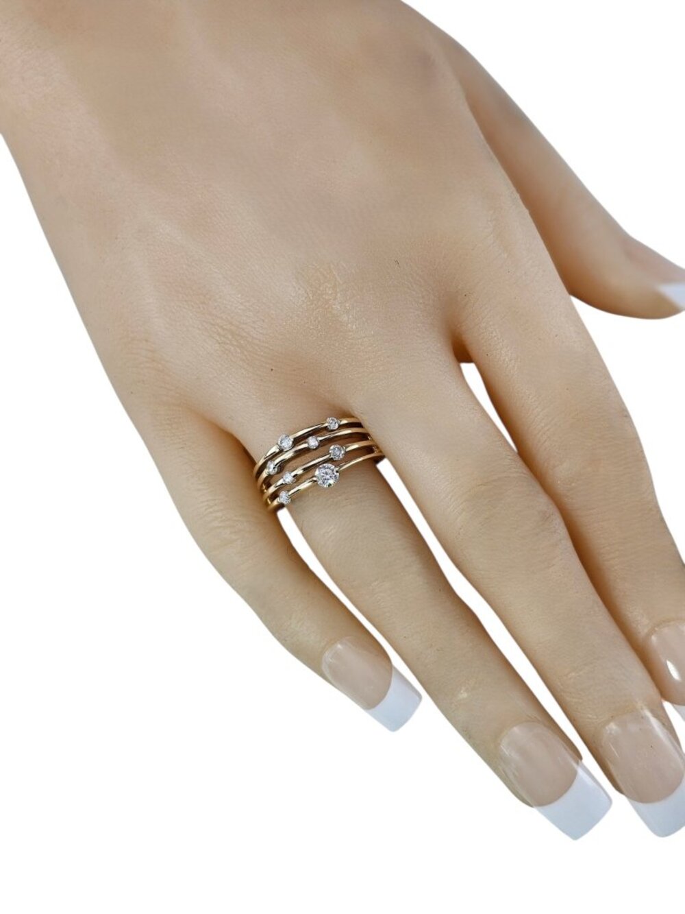 14K Yellow Gold Diamond Multi-Band Ring Size 7 #25412 - Picture 6 of 7